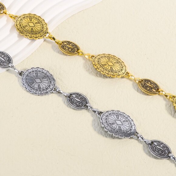 2/$30 Gold Medallion Waist Chain Belt Retro Adjustable For Dress Tunic Blouse - Picture 8 of 9